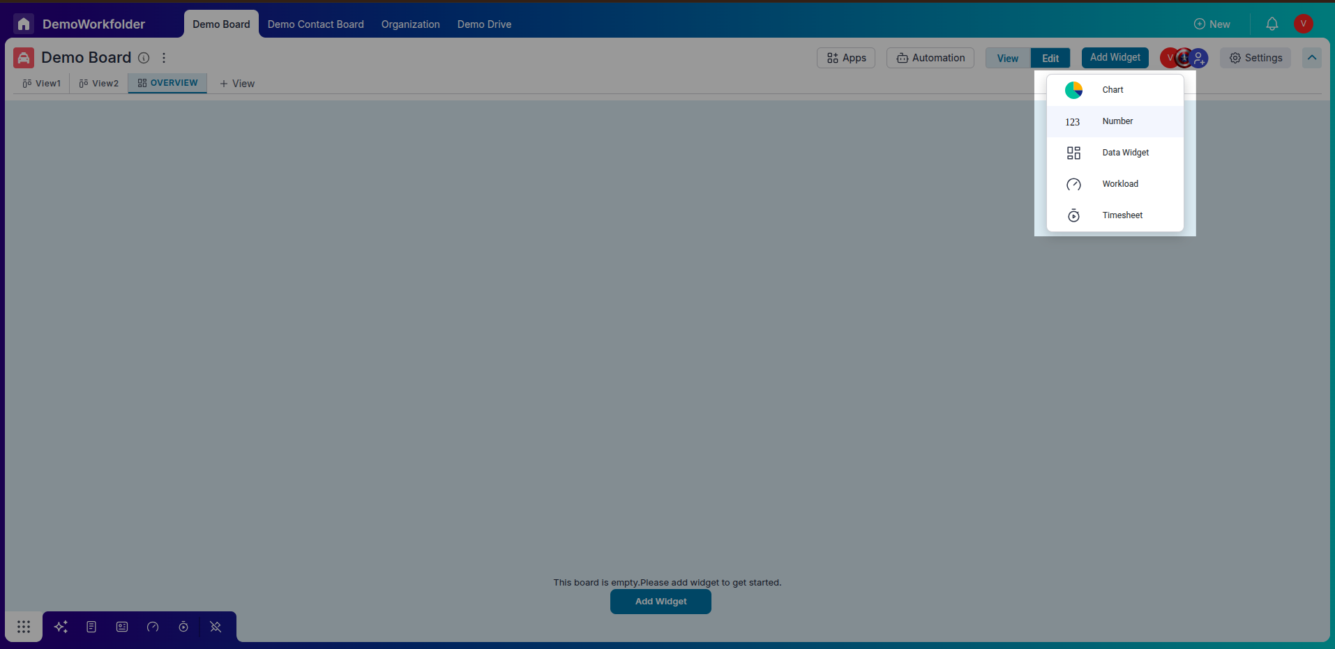 Choose widget type