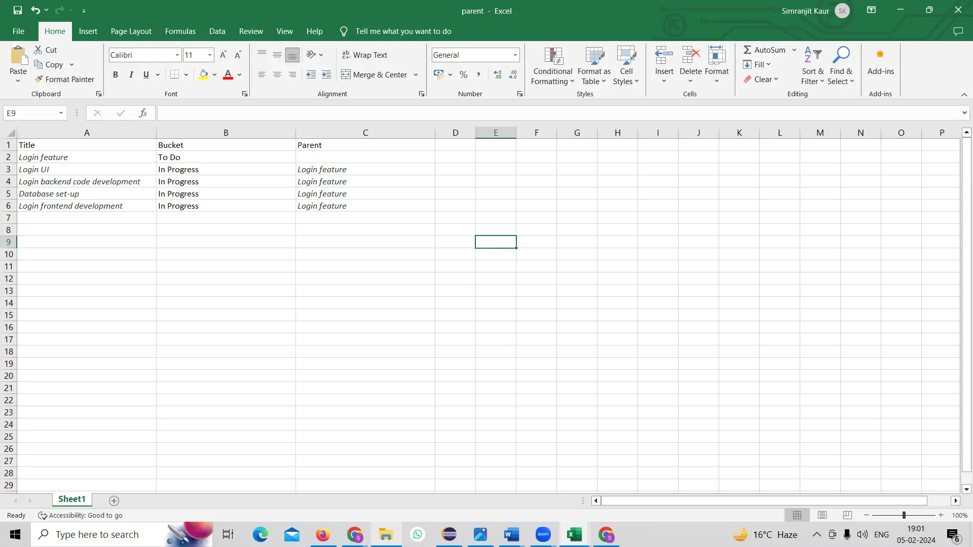 Structuring your Excel sheet