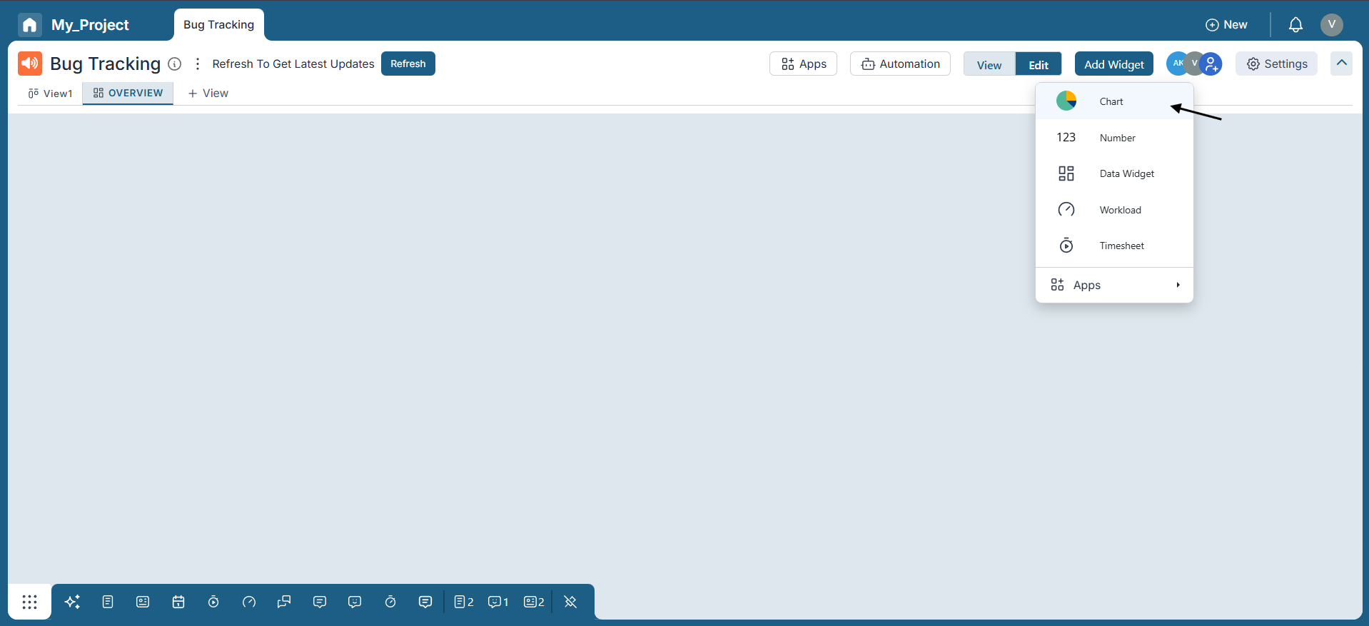 Create a New Pie Chart Widget