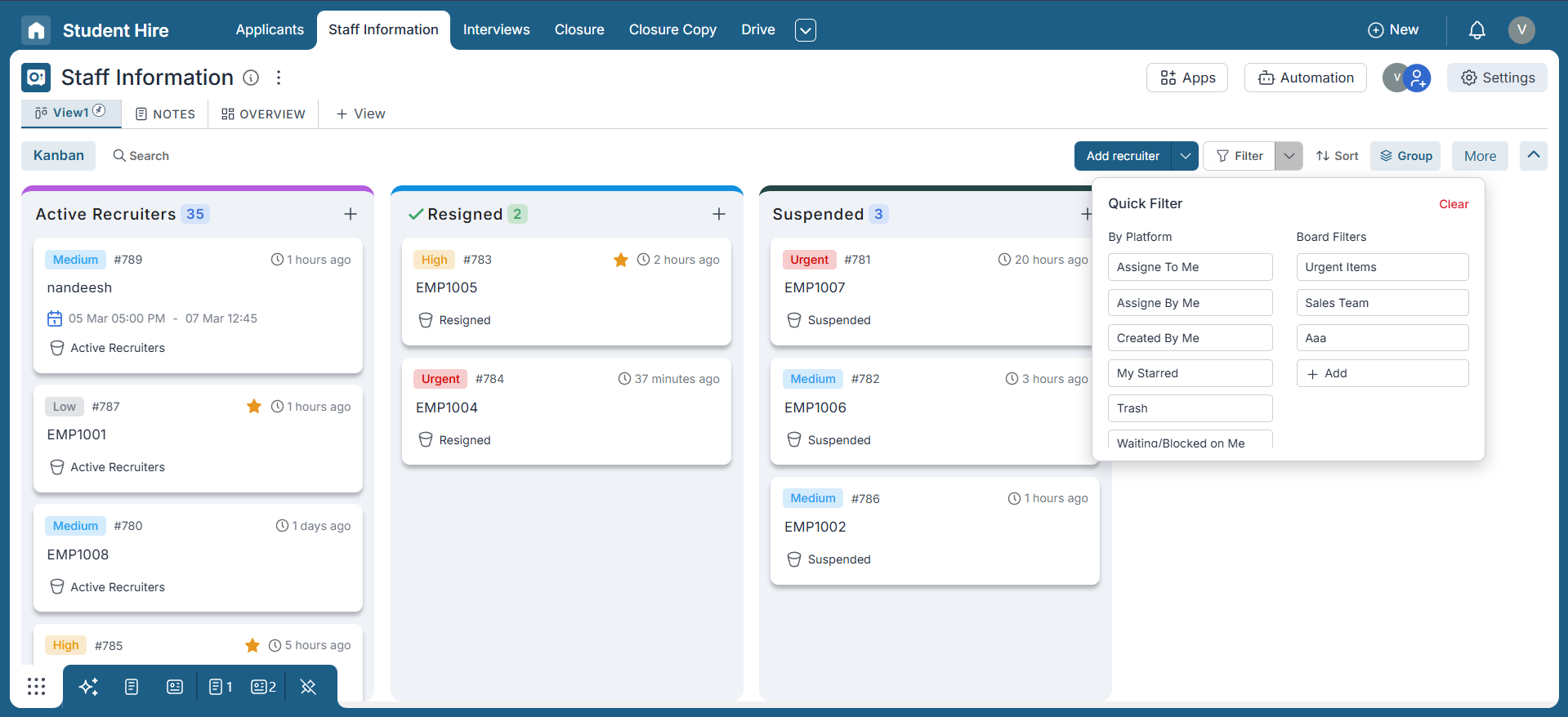 Quick filters help to switch between different data sets quickly without the hassle of reapplying filters every time.