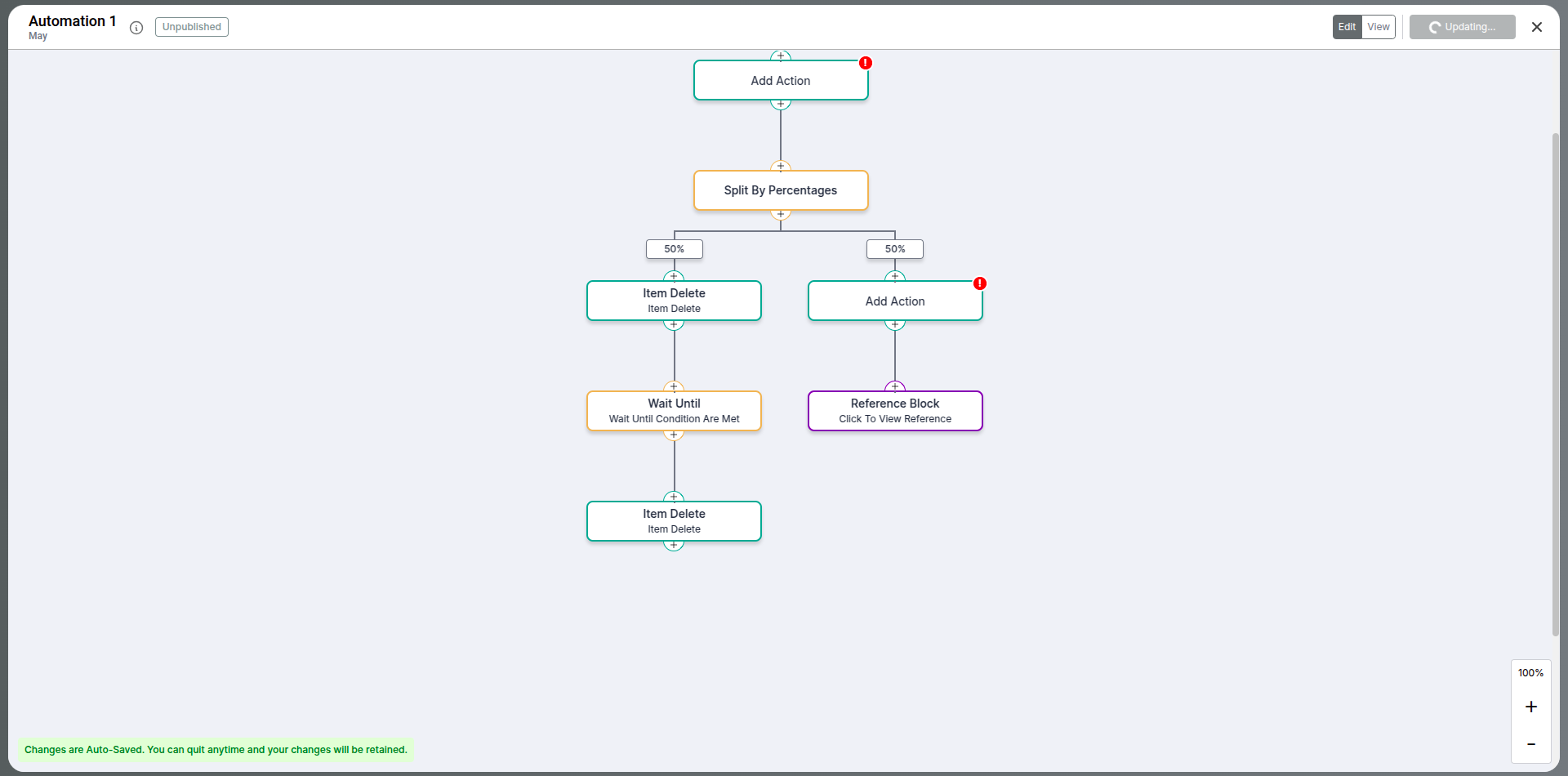 Reference block example in automation editor