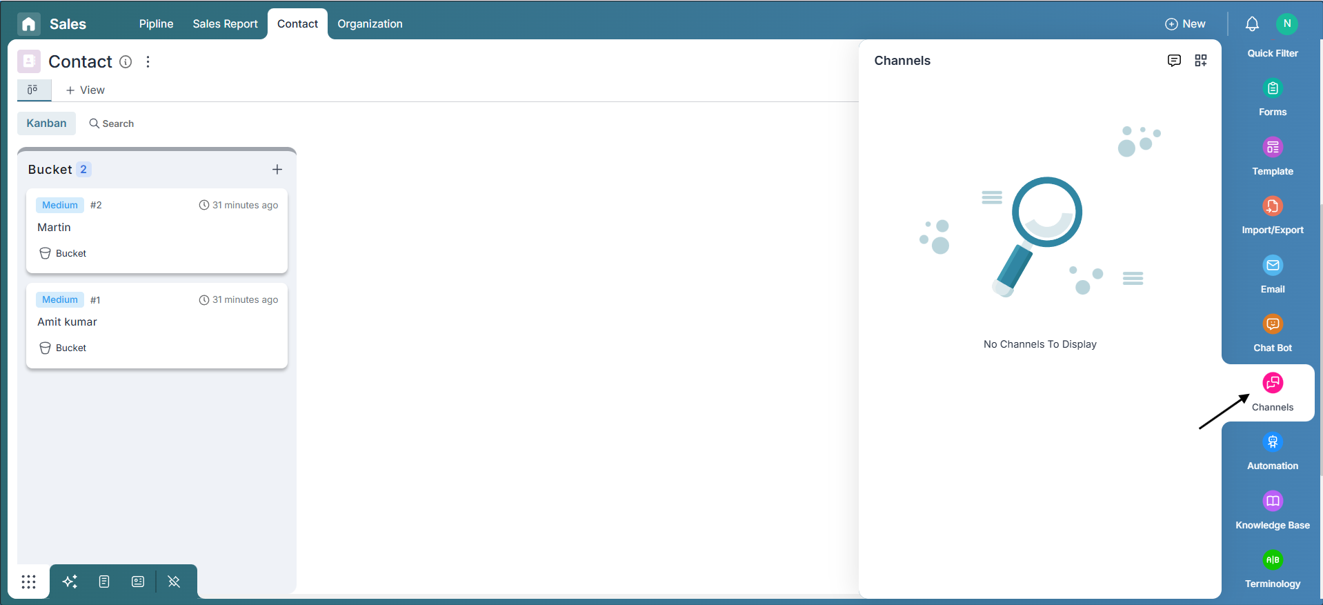 Go to Pronnel and select Channel option under Settings Panel