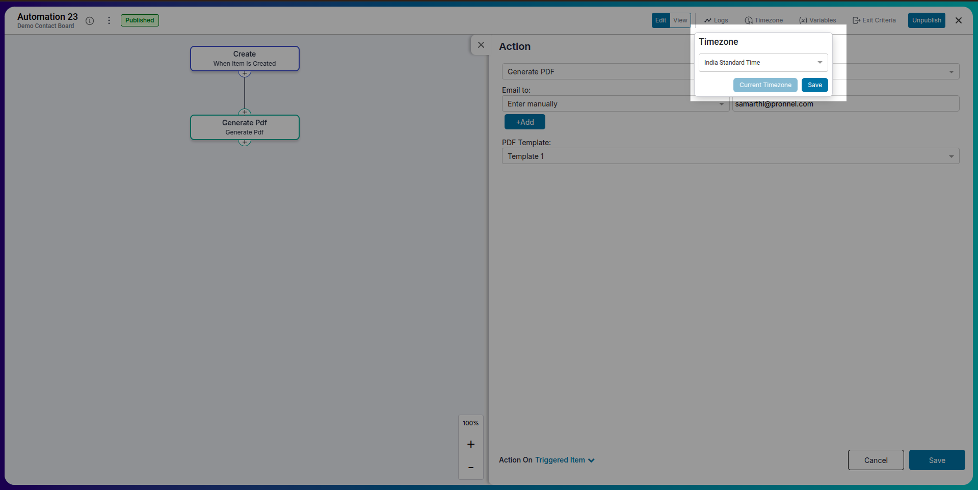 Setting exit criteria in automation editor