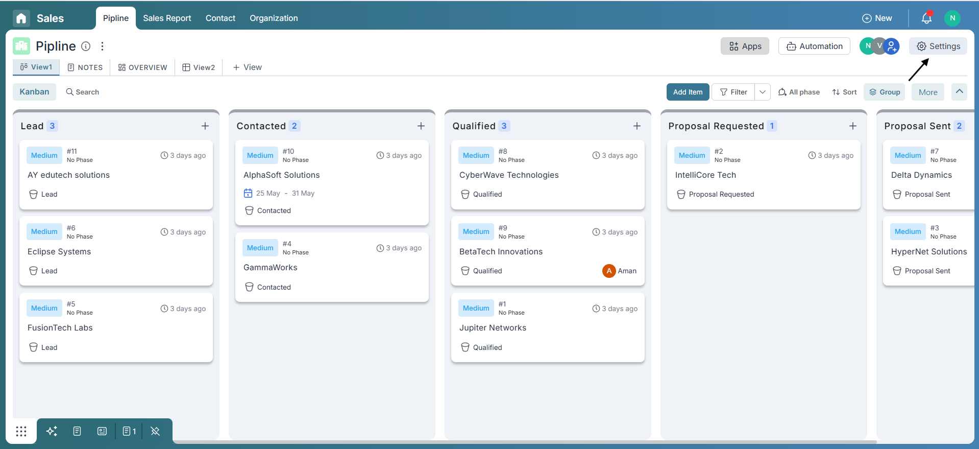 Opening Template Settings in Pronnel
