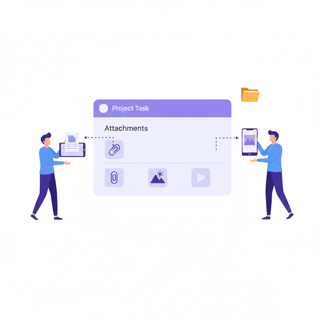 Organized project documents linked directly to tasks for easy access and retrieval
