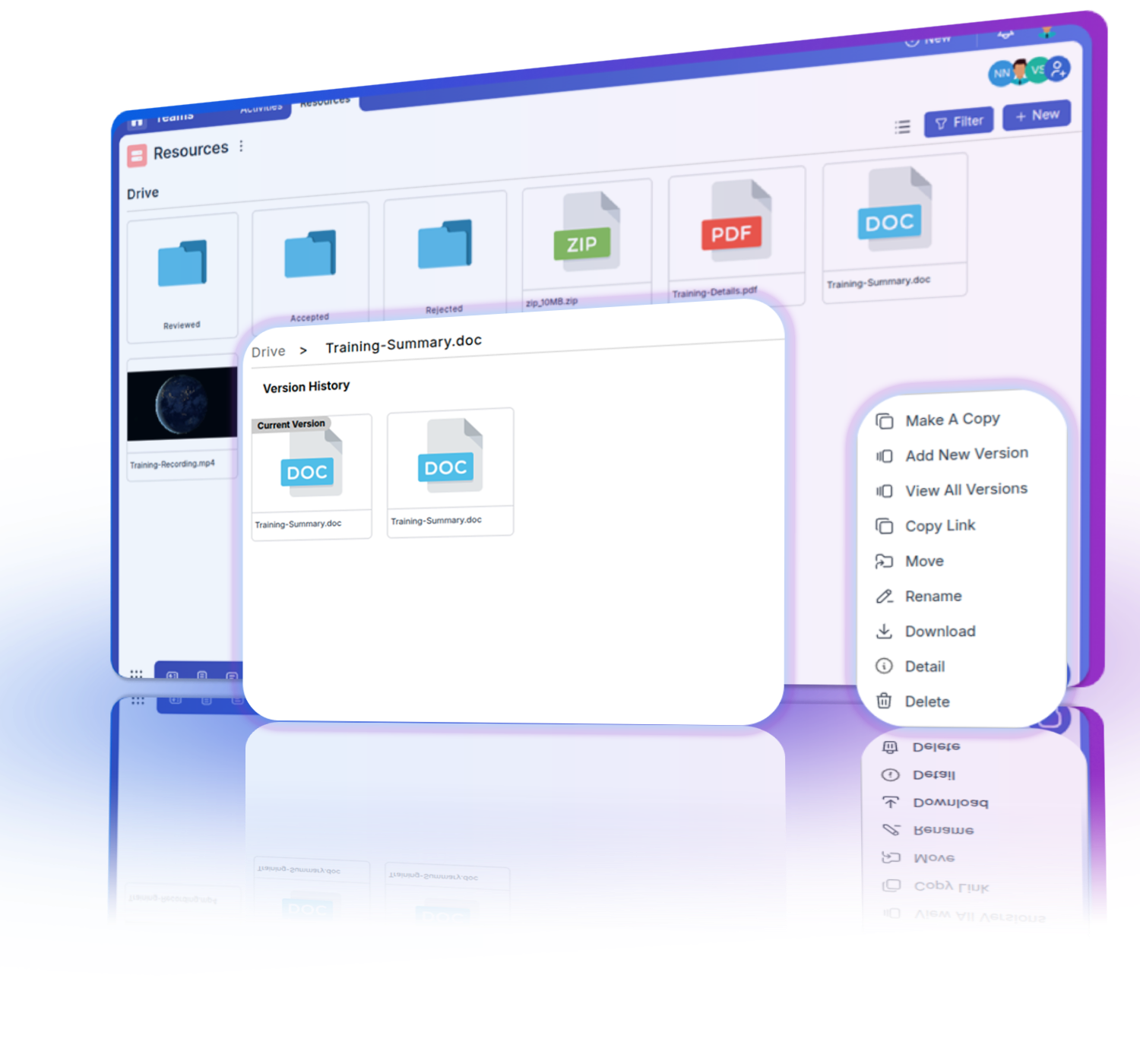 Illustration controlling access to files and folders in Drive, showing admin, edit, and read-only permissions.