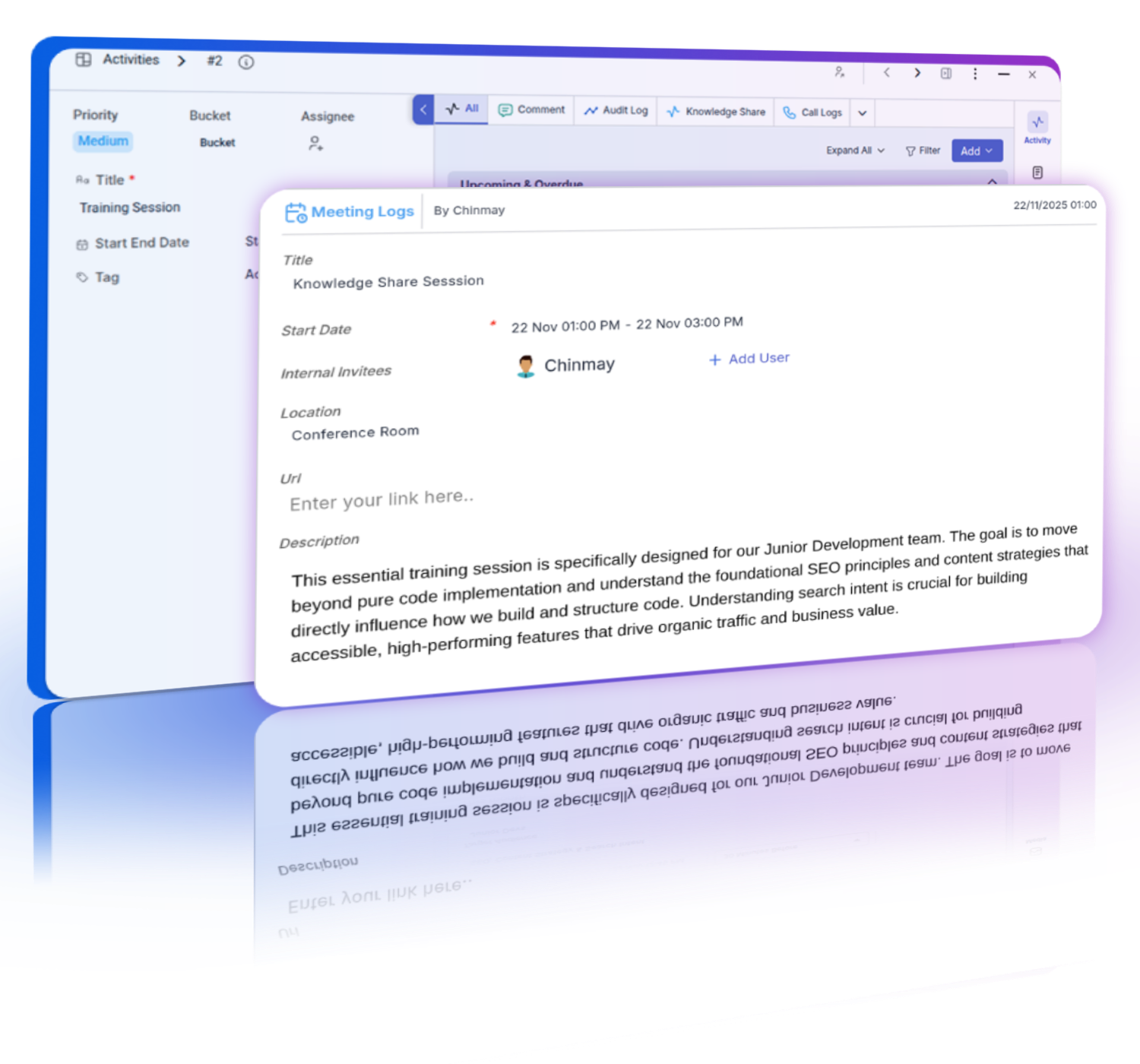 User creates and manages custom activities in Pronnel with tailored attributes for efficiency.