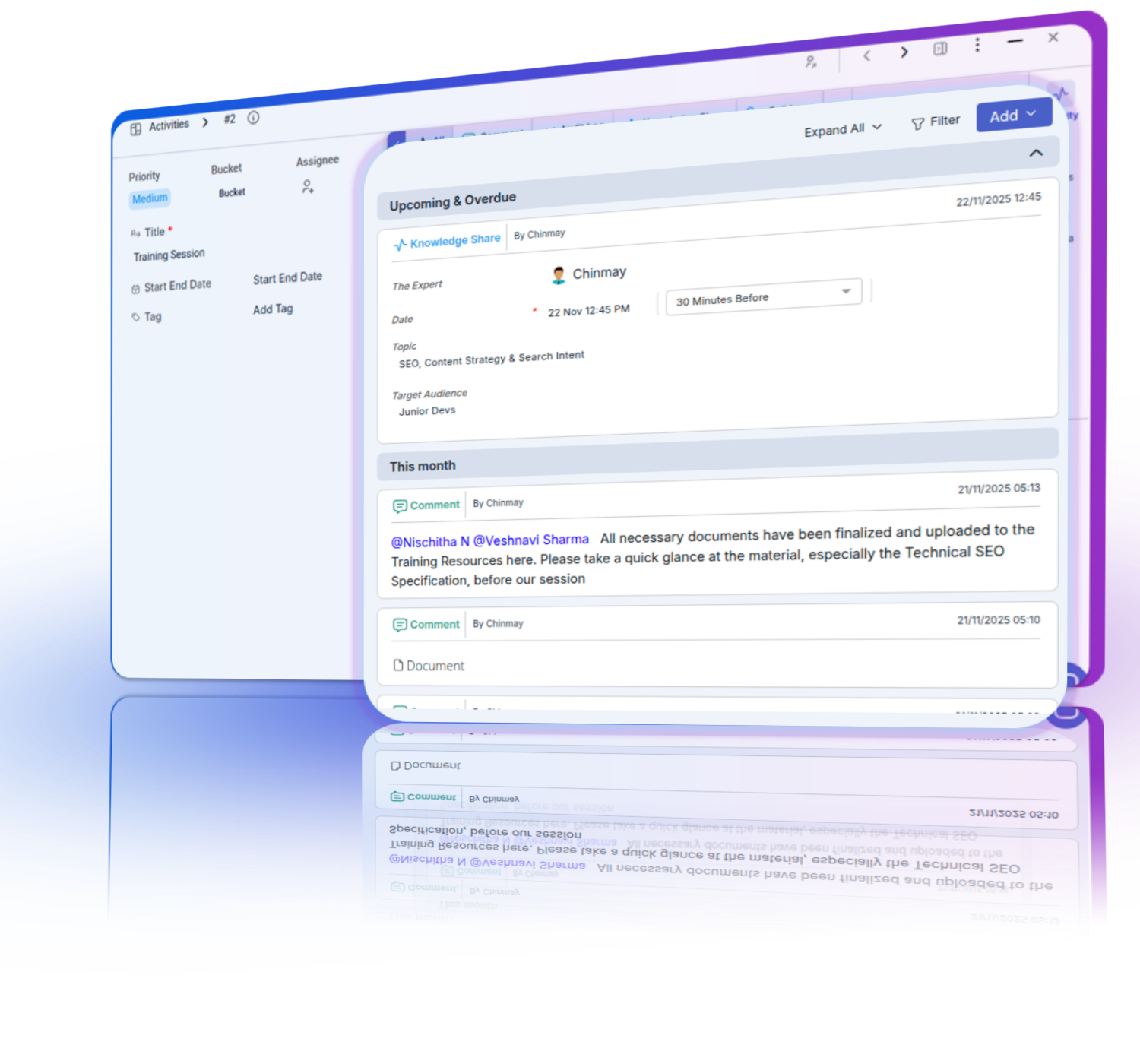 Sharing files and tracking changes in Pronnel with comments and detailed audit logs.