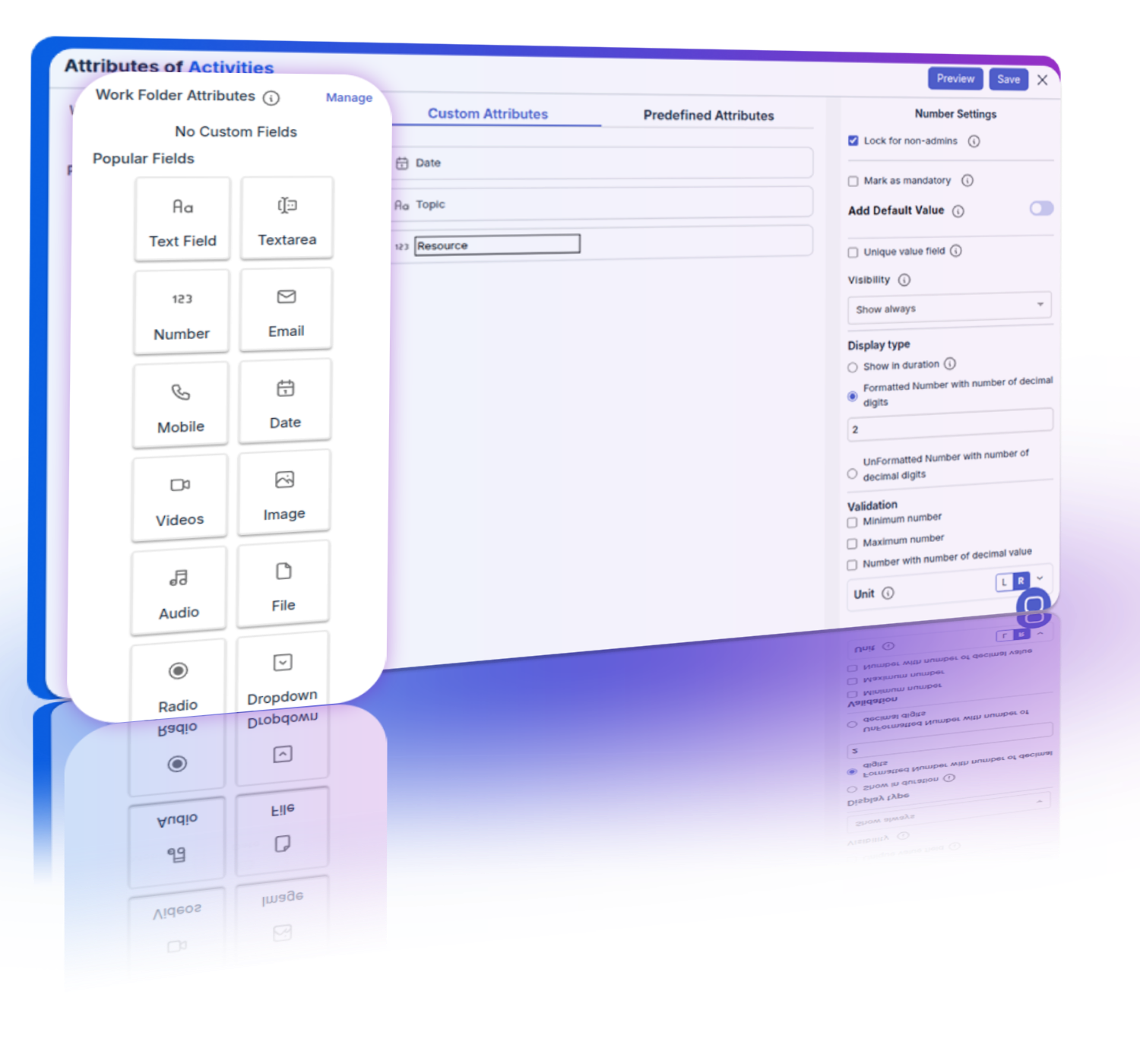 Customizing and arranging task attributes for streamlined data capture and enhanced project management.