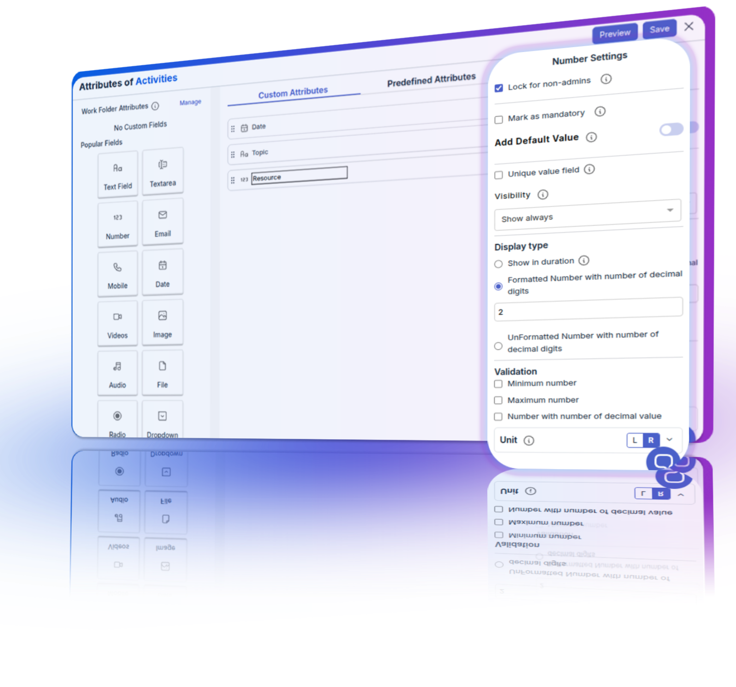 Managing control and security for task attributes with user access levels and comprehensive audit logs.