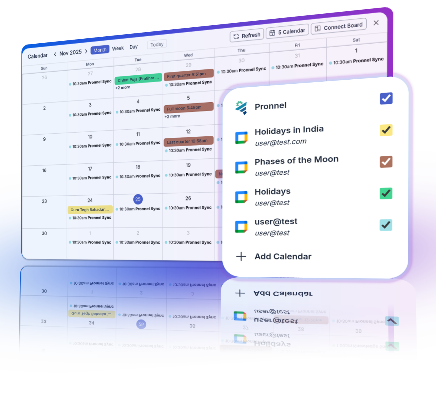 User personalizing their calendar view in Pronnel for optimal task management.
