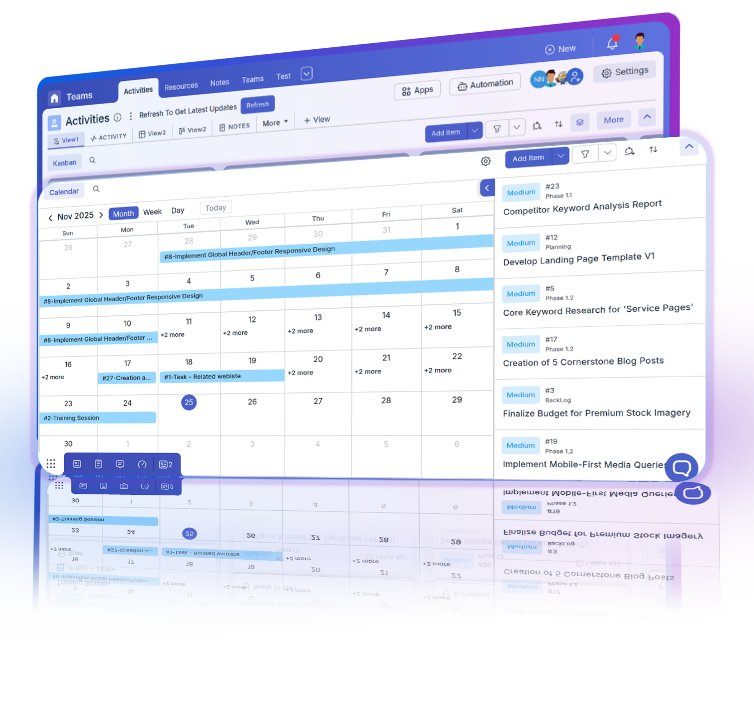 User automating task events and reminders in Pronnel's integrated calendar.