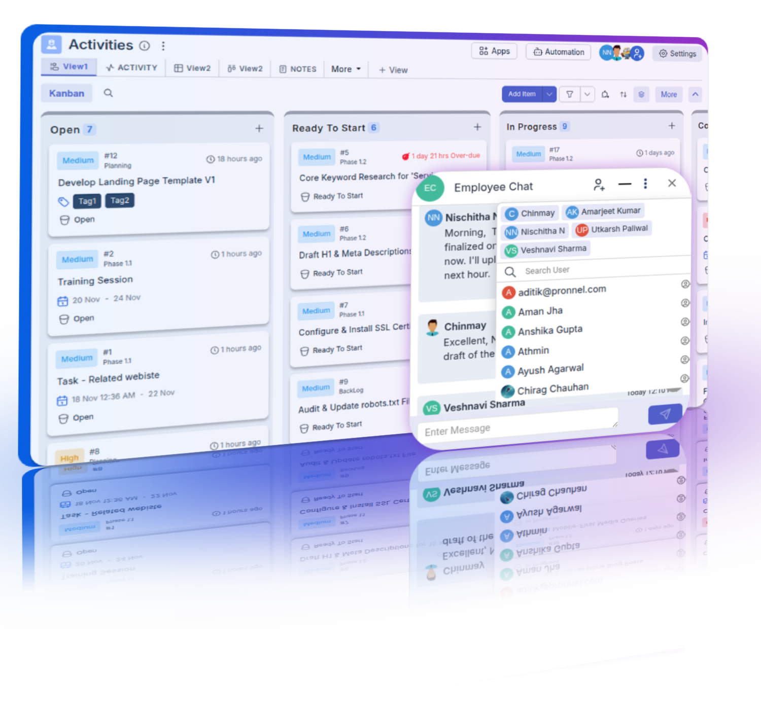 Tagging users within Internal chat for focused discussions and enhanced accountability.