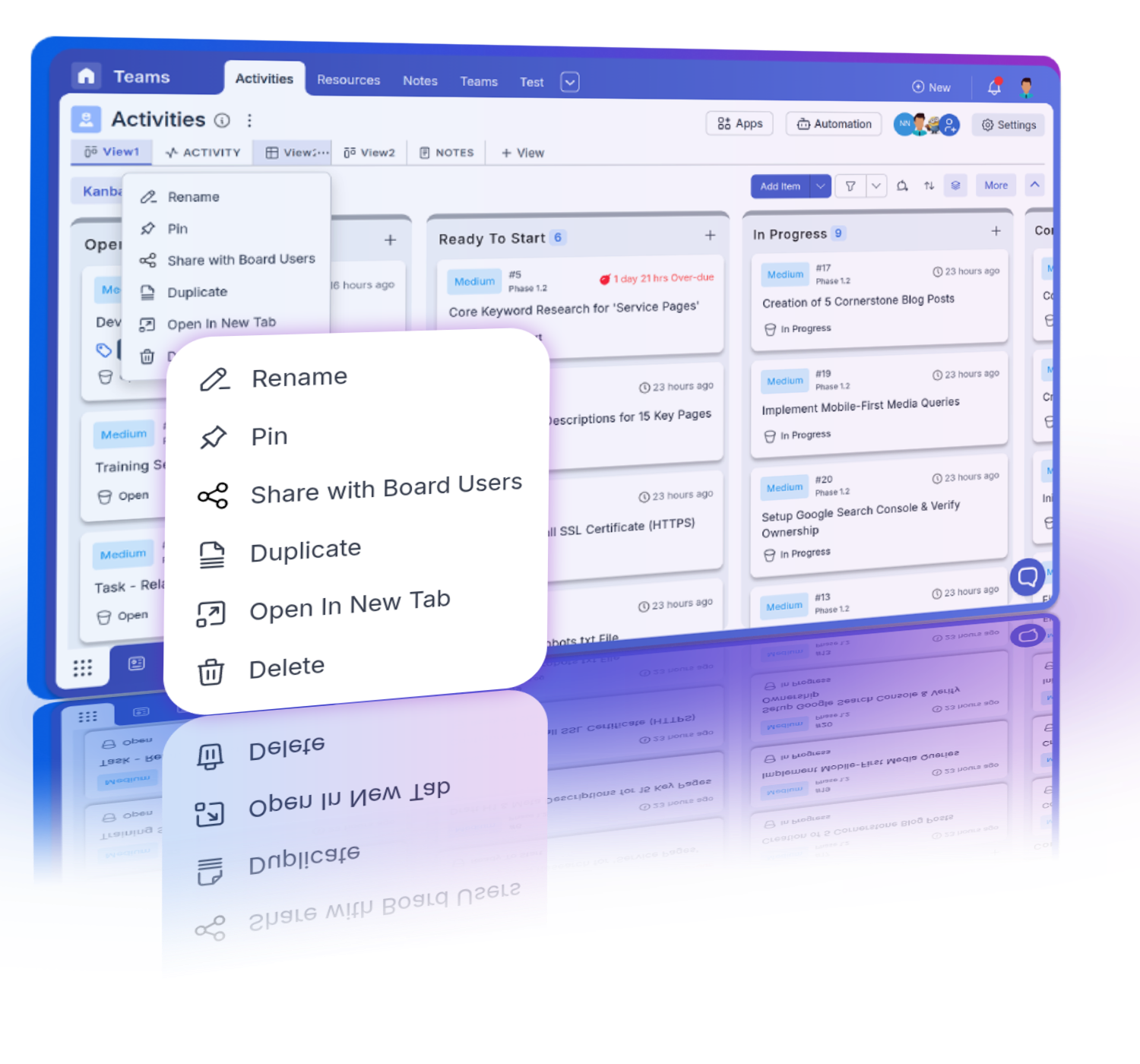 Team members create and share multiple views with customized filters and sorting.