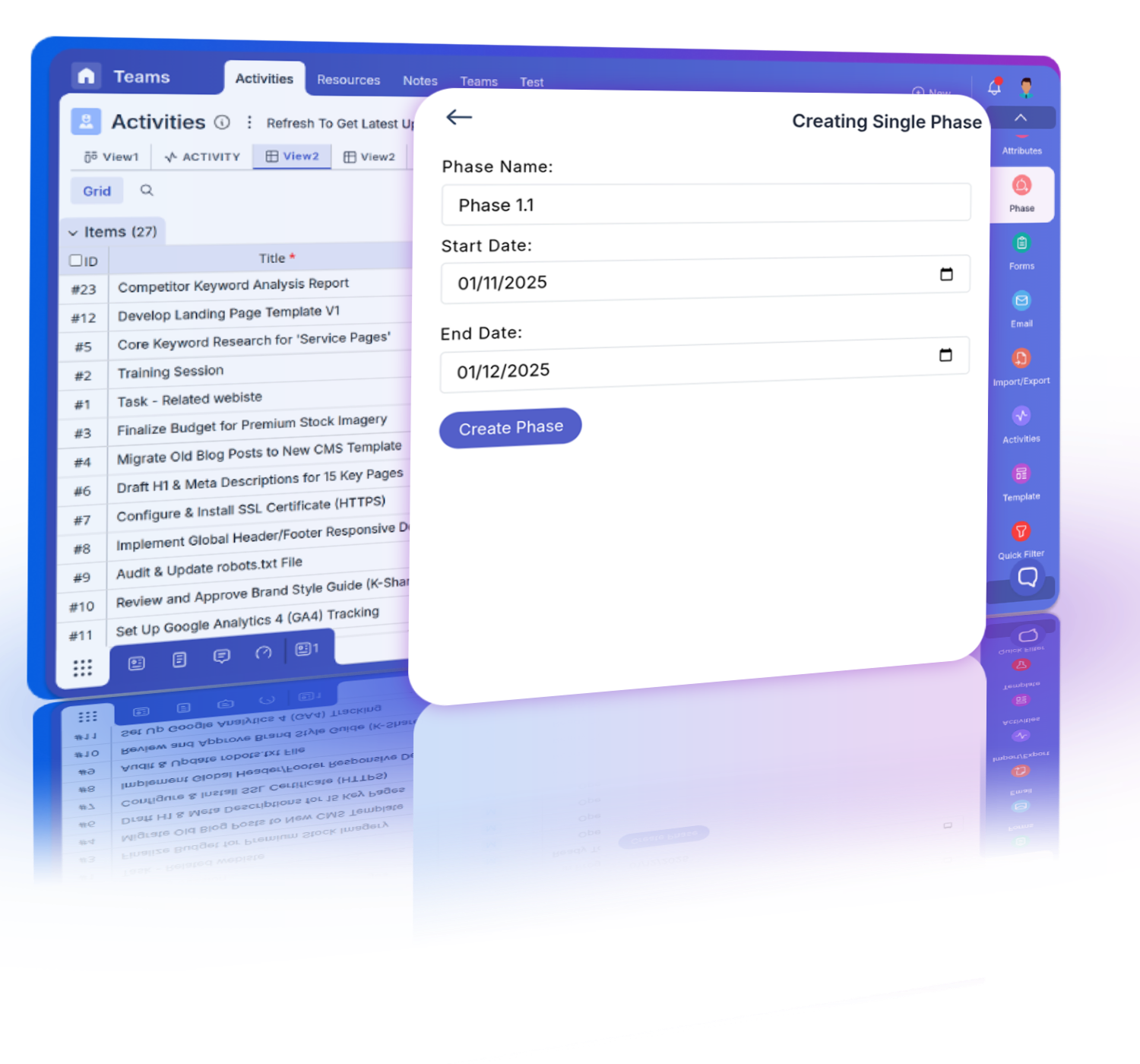 Interface showing adaptable sprint duration settings, allowing users to set and modify sprint lengths as per project needs.