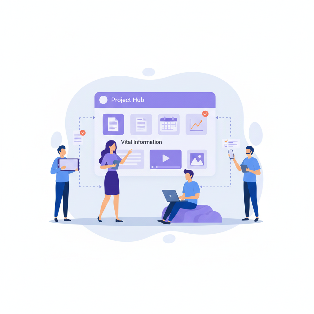 Team members collaborating with shared project information for seamless alignment.