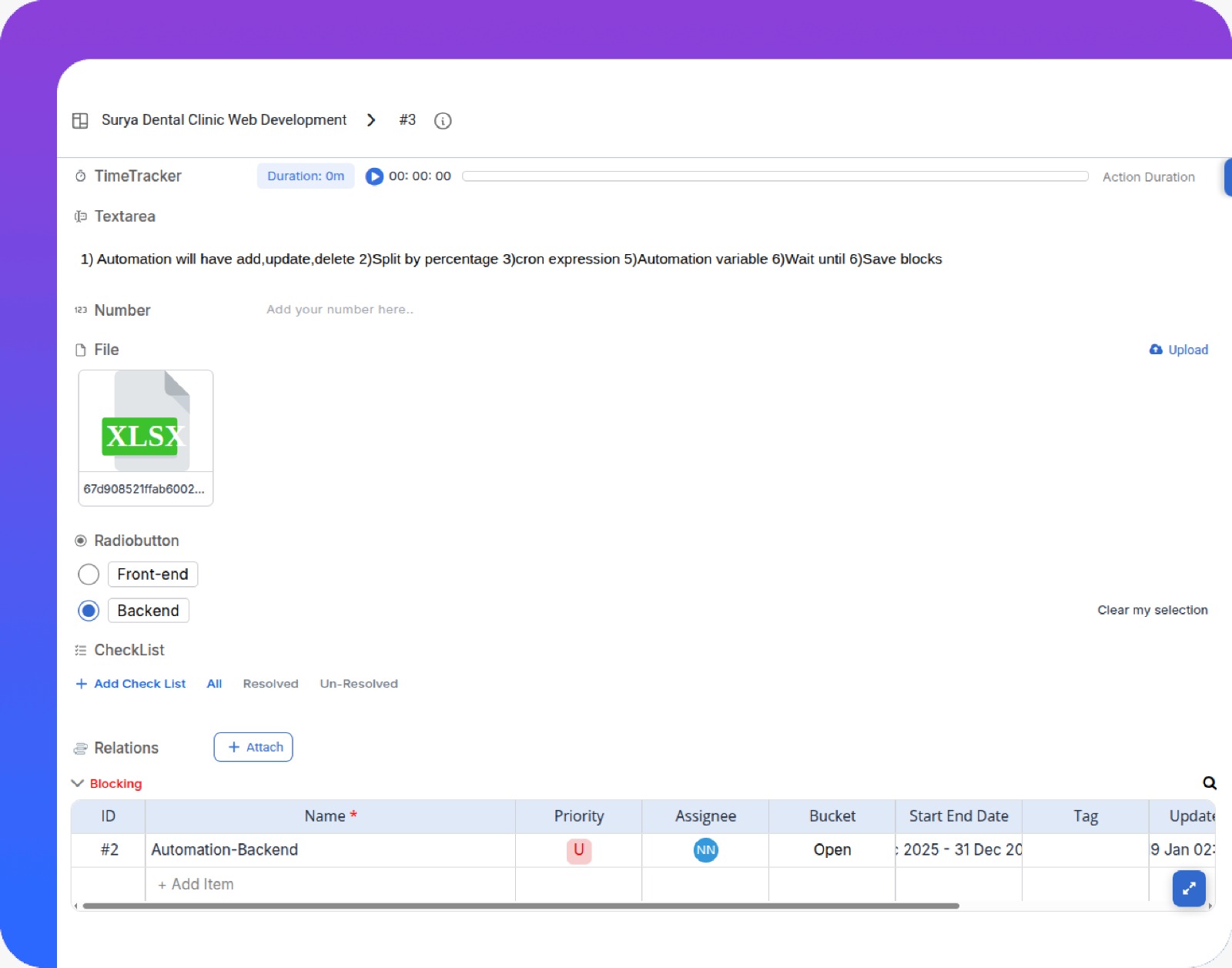 Dependencies shown between bug tickets.