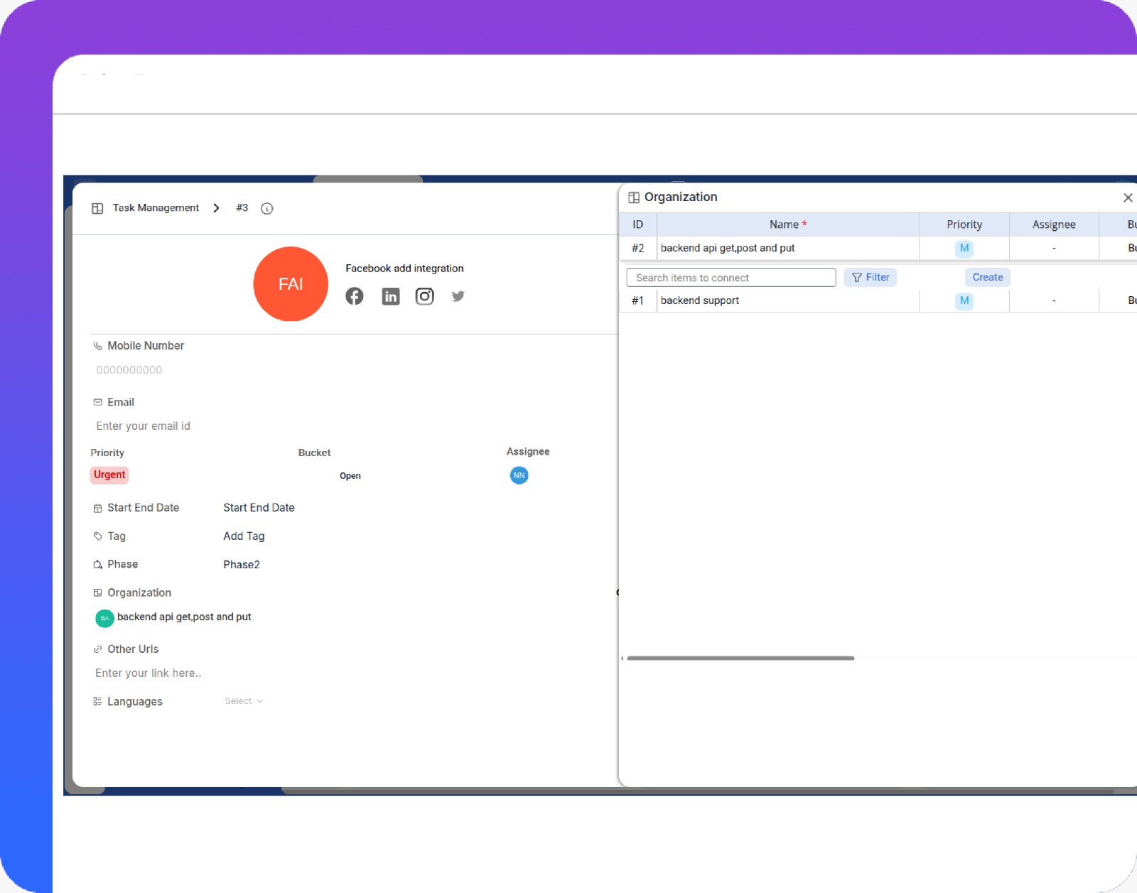 Tasks synchronized with team calendars.