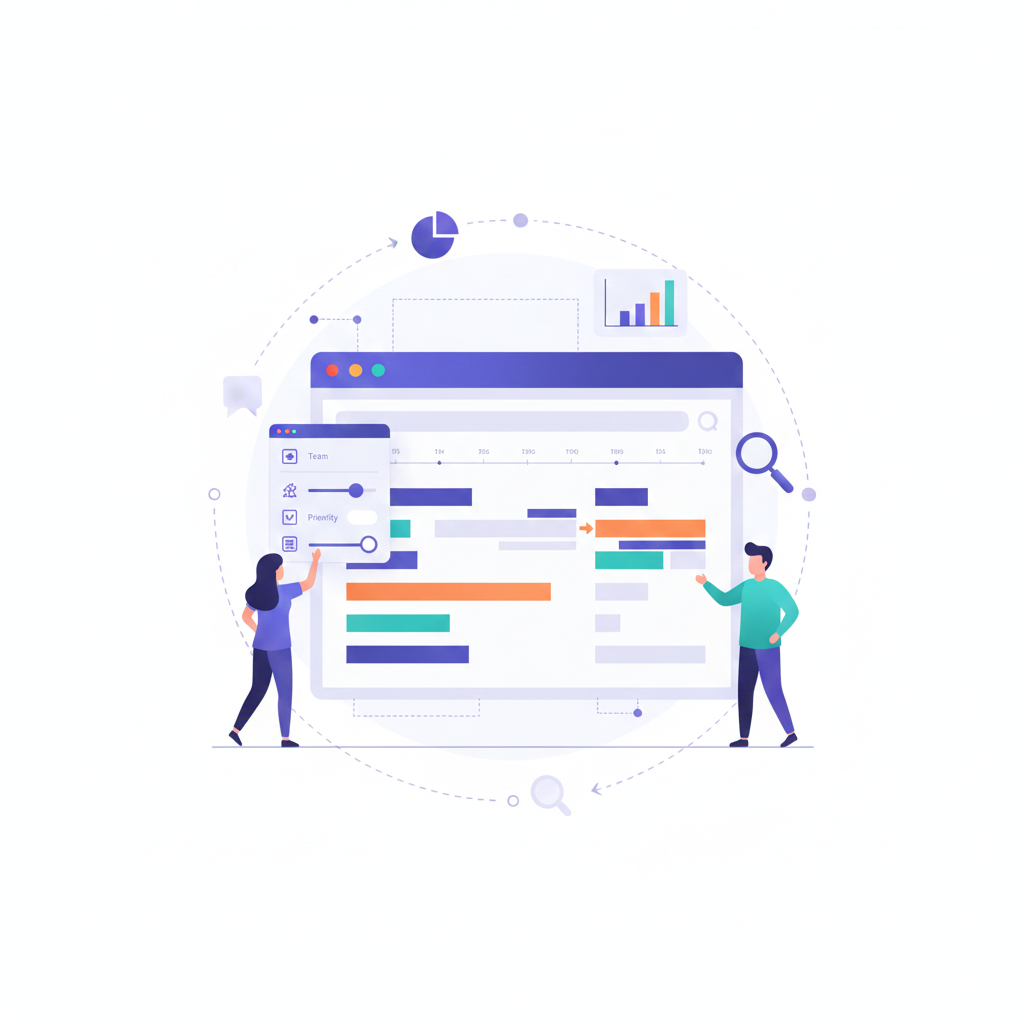 Strategic filtering and grouping of roadmap items.