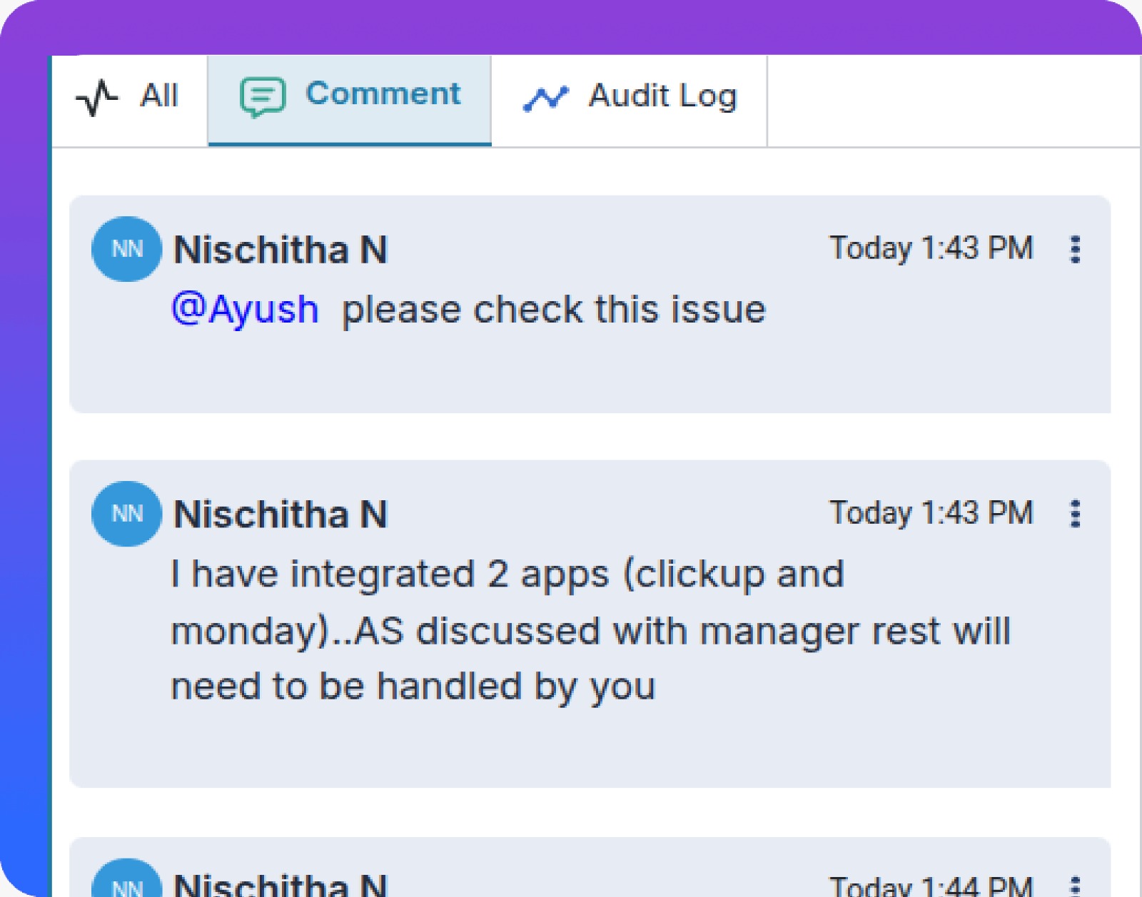 Team communicating inside the task tool.