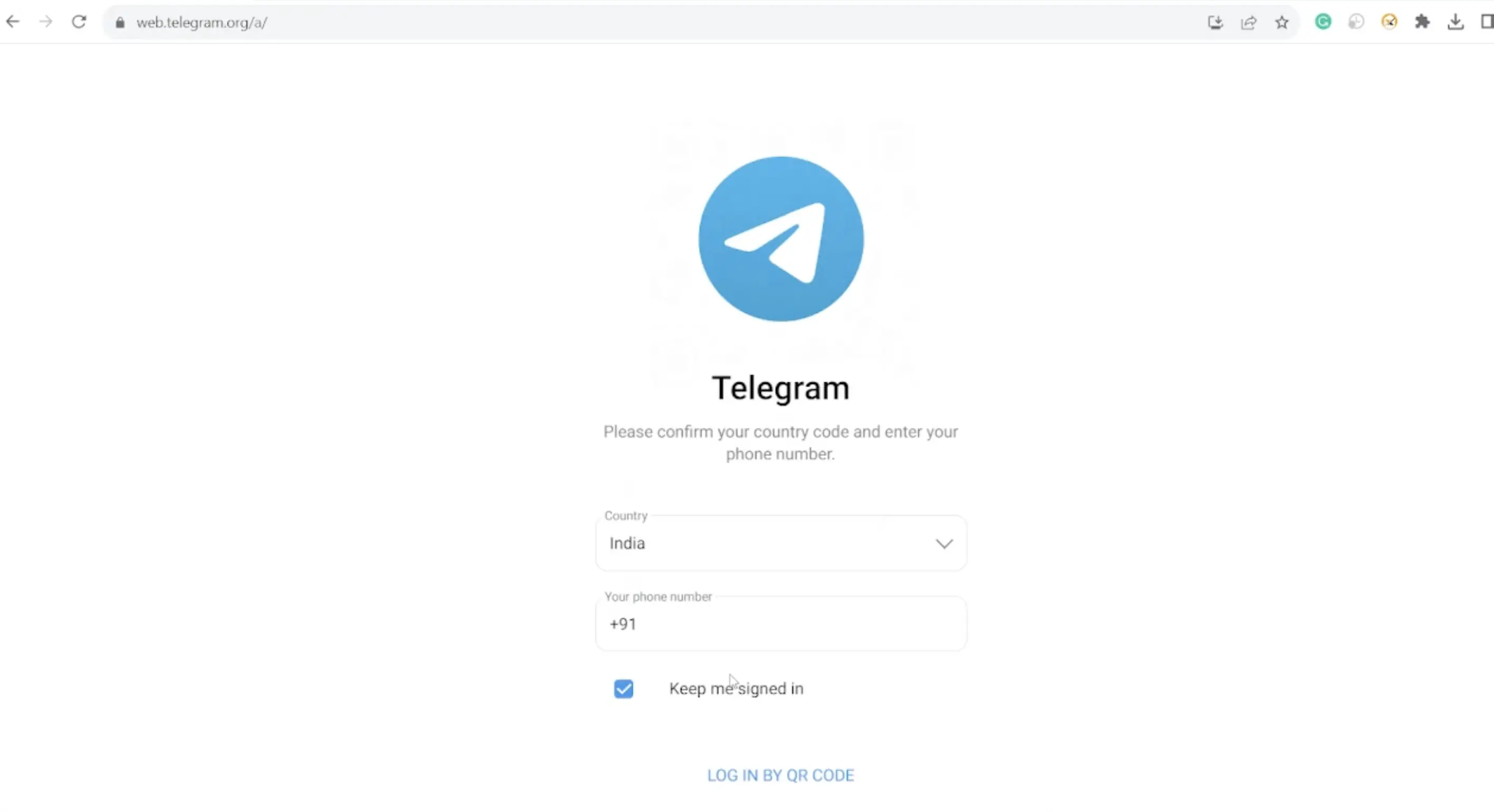 Login into Telegram using your credentials 