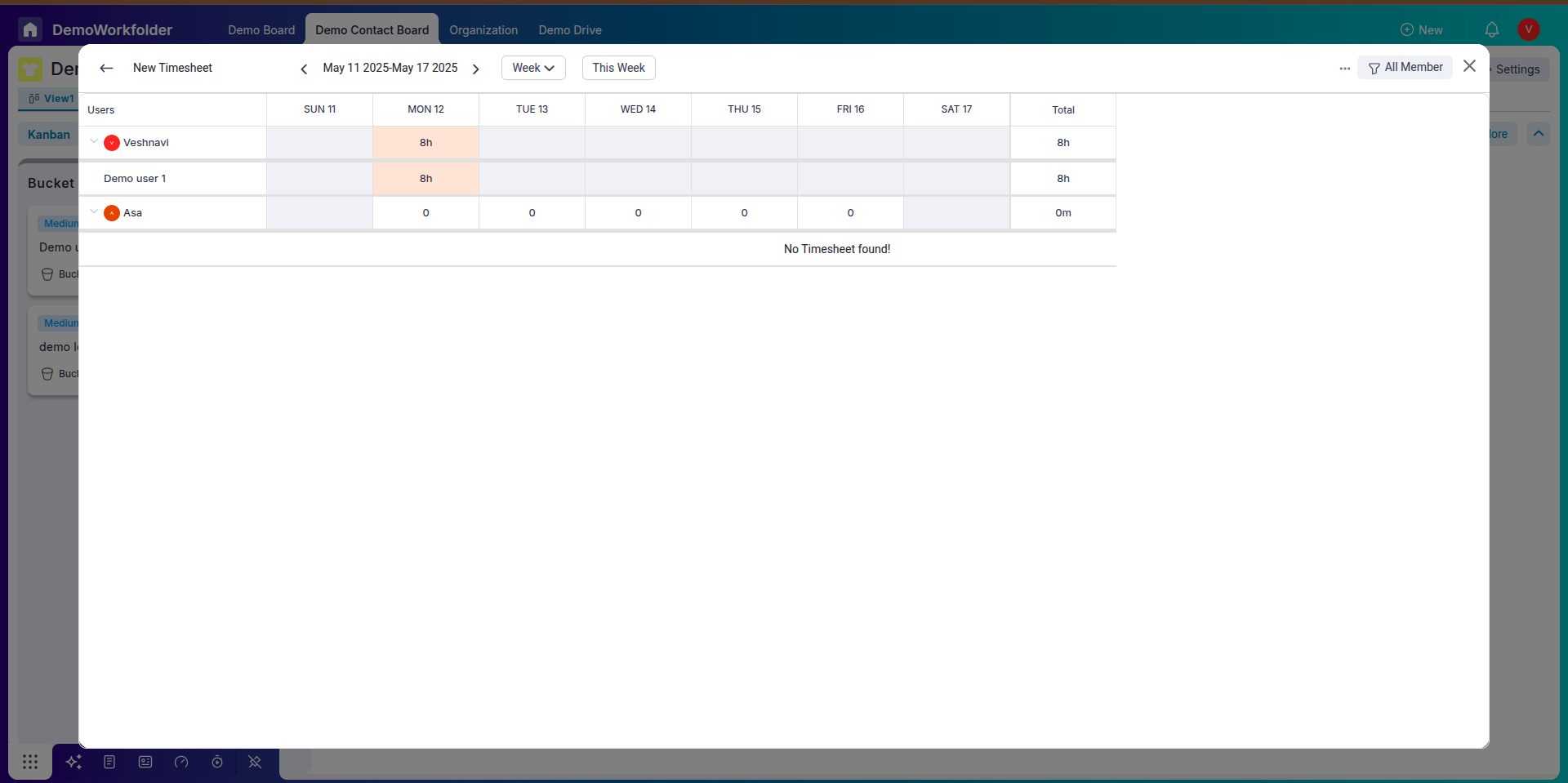 Timesheet Data View