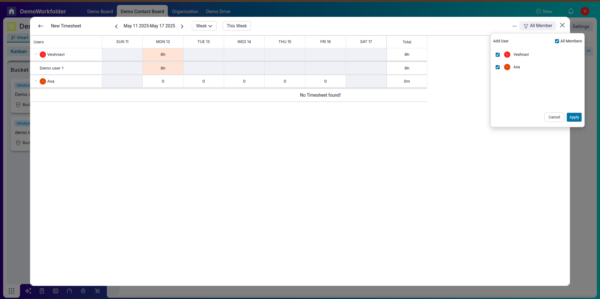 Timesheet Filters