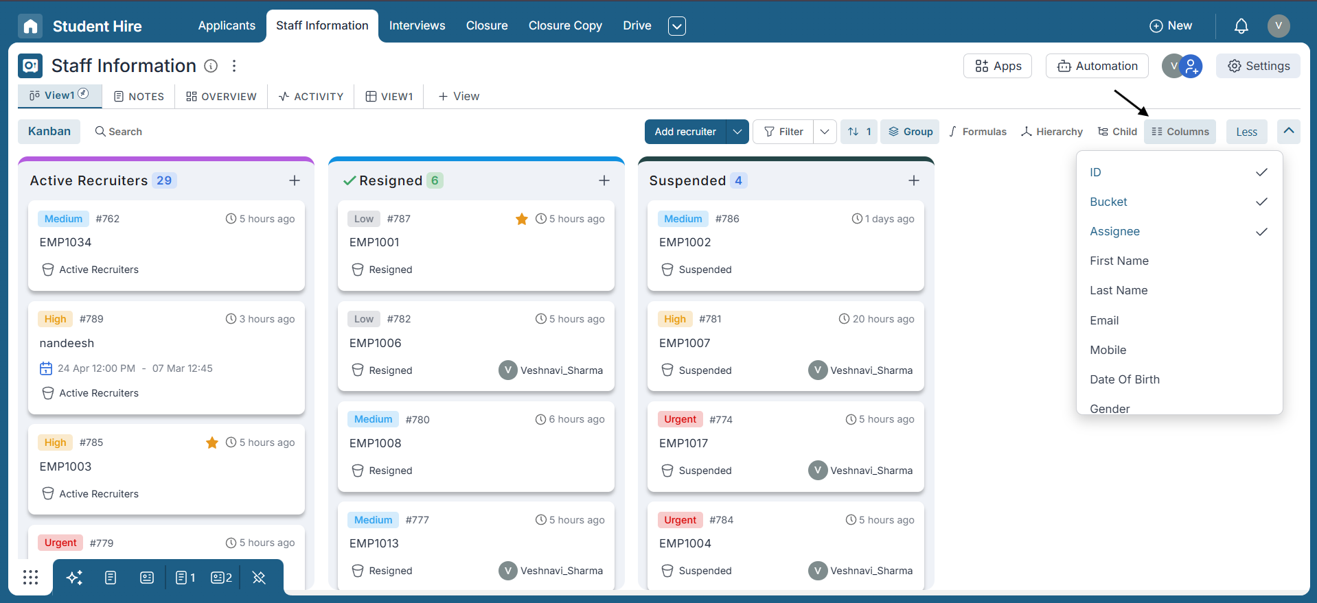 Use column option to display custom attributes directly on Kanban cards