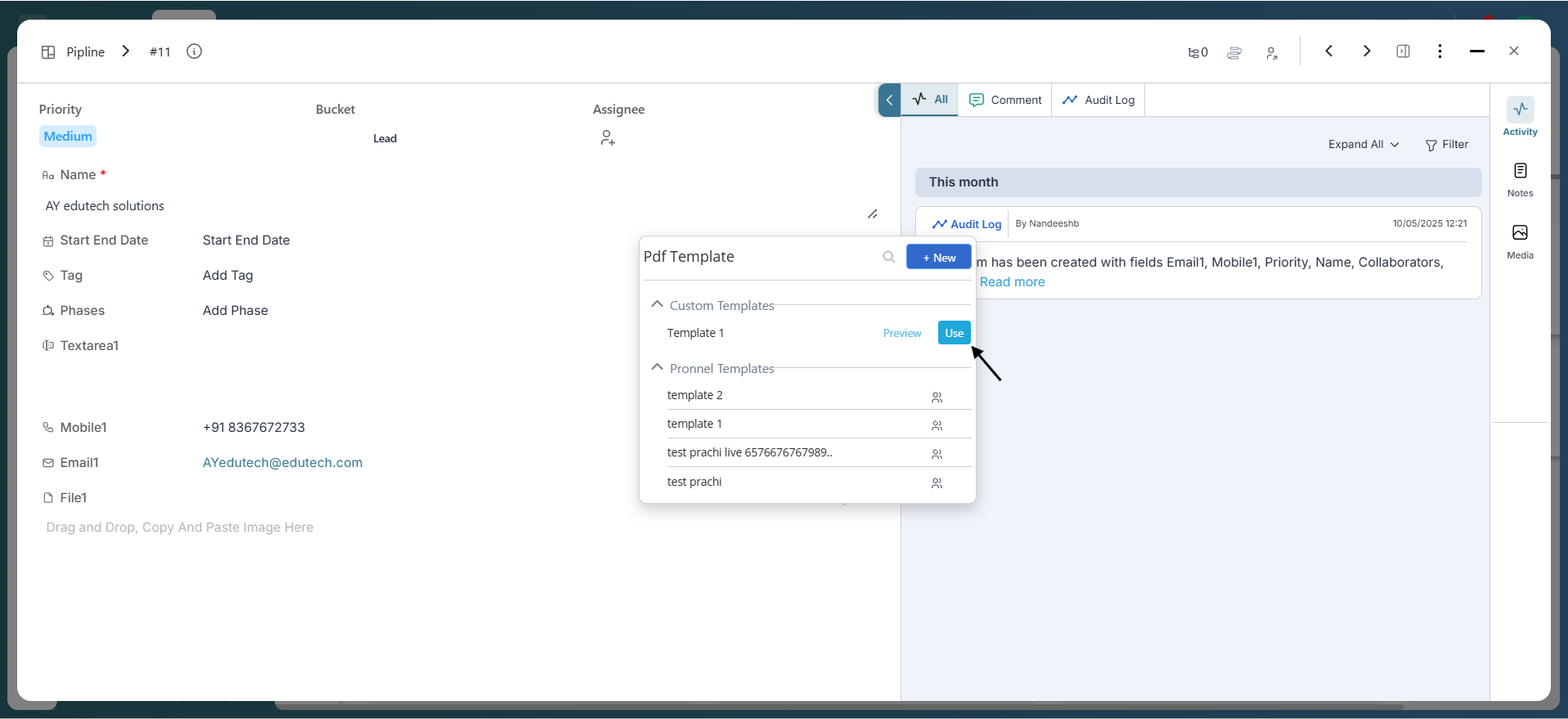 Using PDF Template in Pronnel