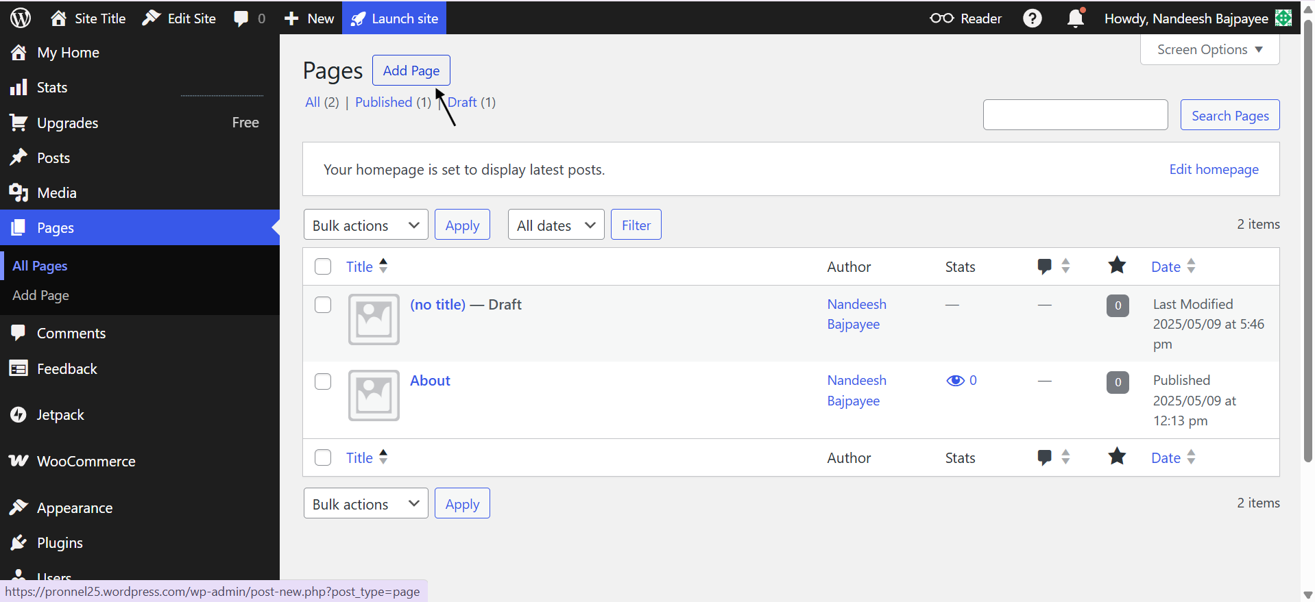 Create a New Wordpress Page