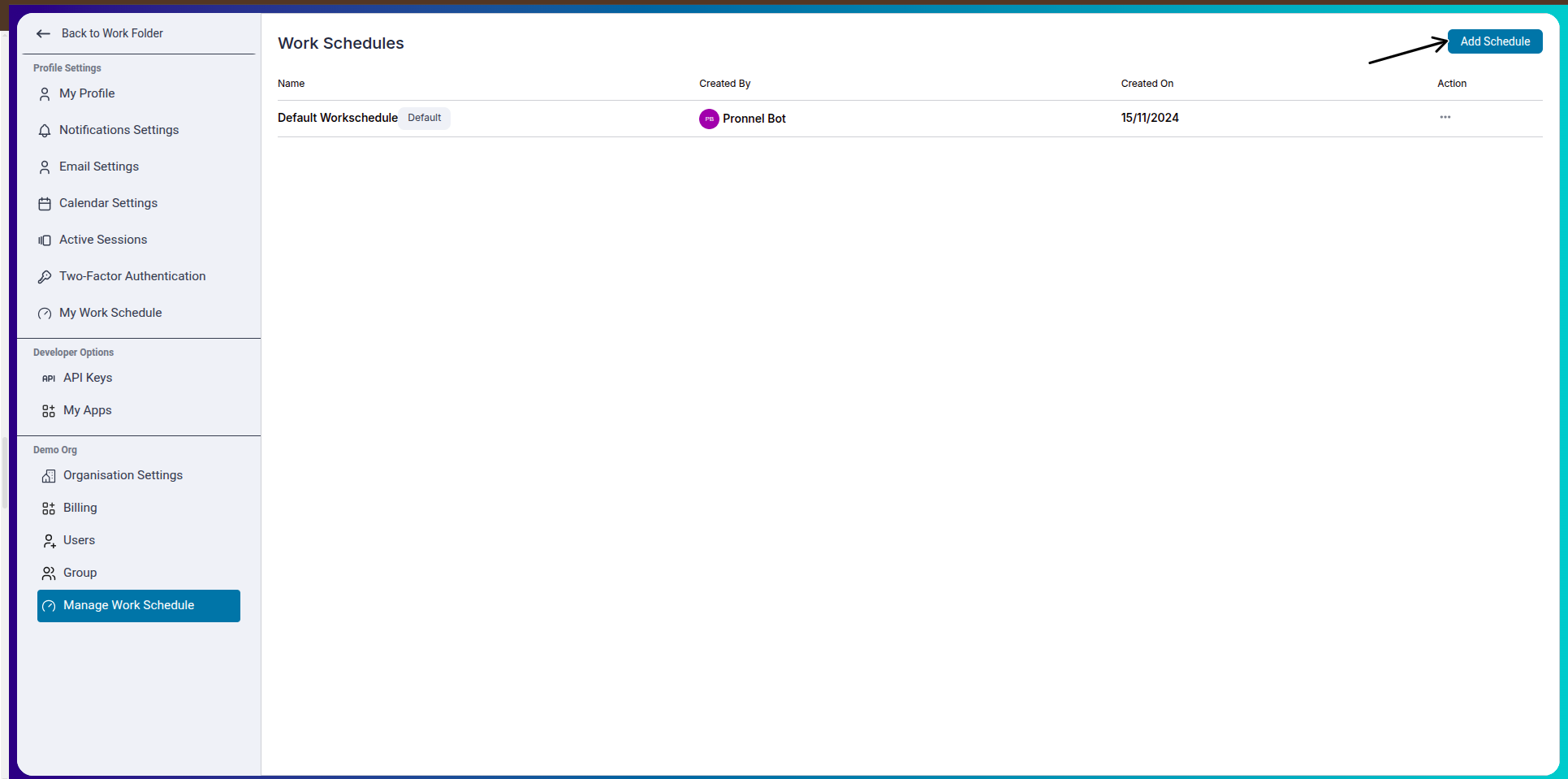 Create and Assign Work Schedule