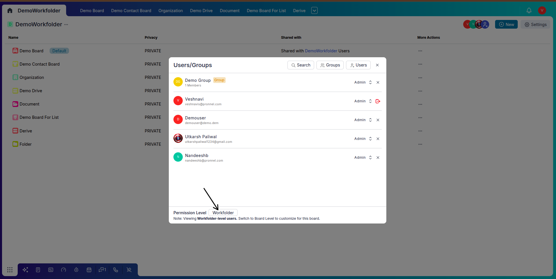 Workfolder Permission Popup in Pronnel
