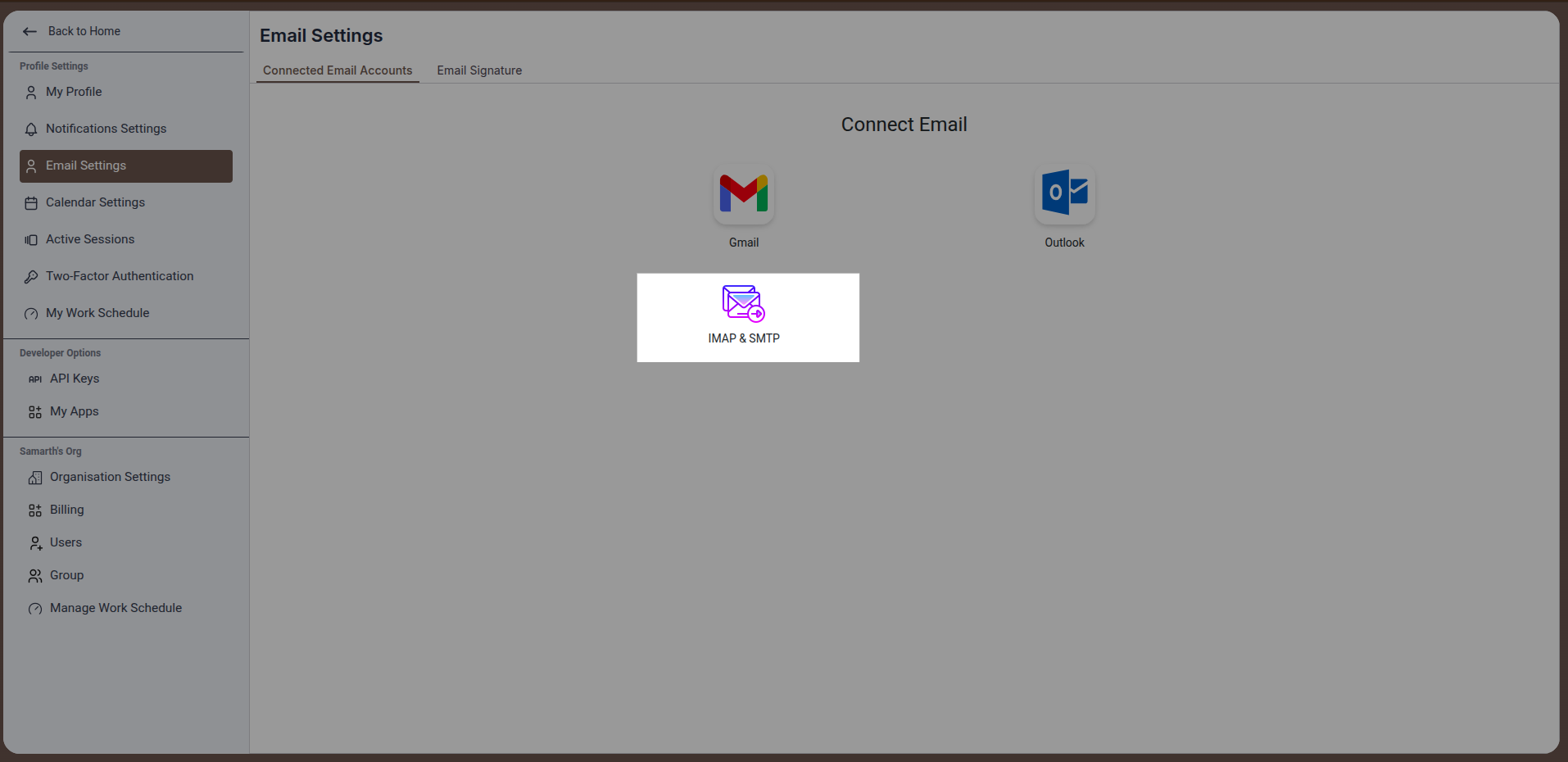 Click on Email Settings